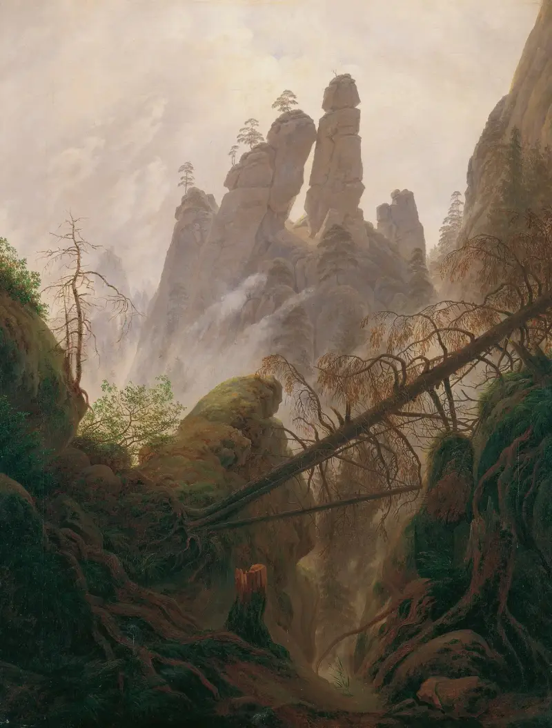 Klipplandskap i Elbsandsteingebirge av Caspar David Friedrich