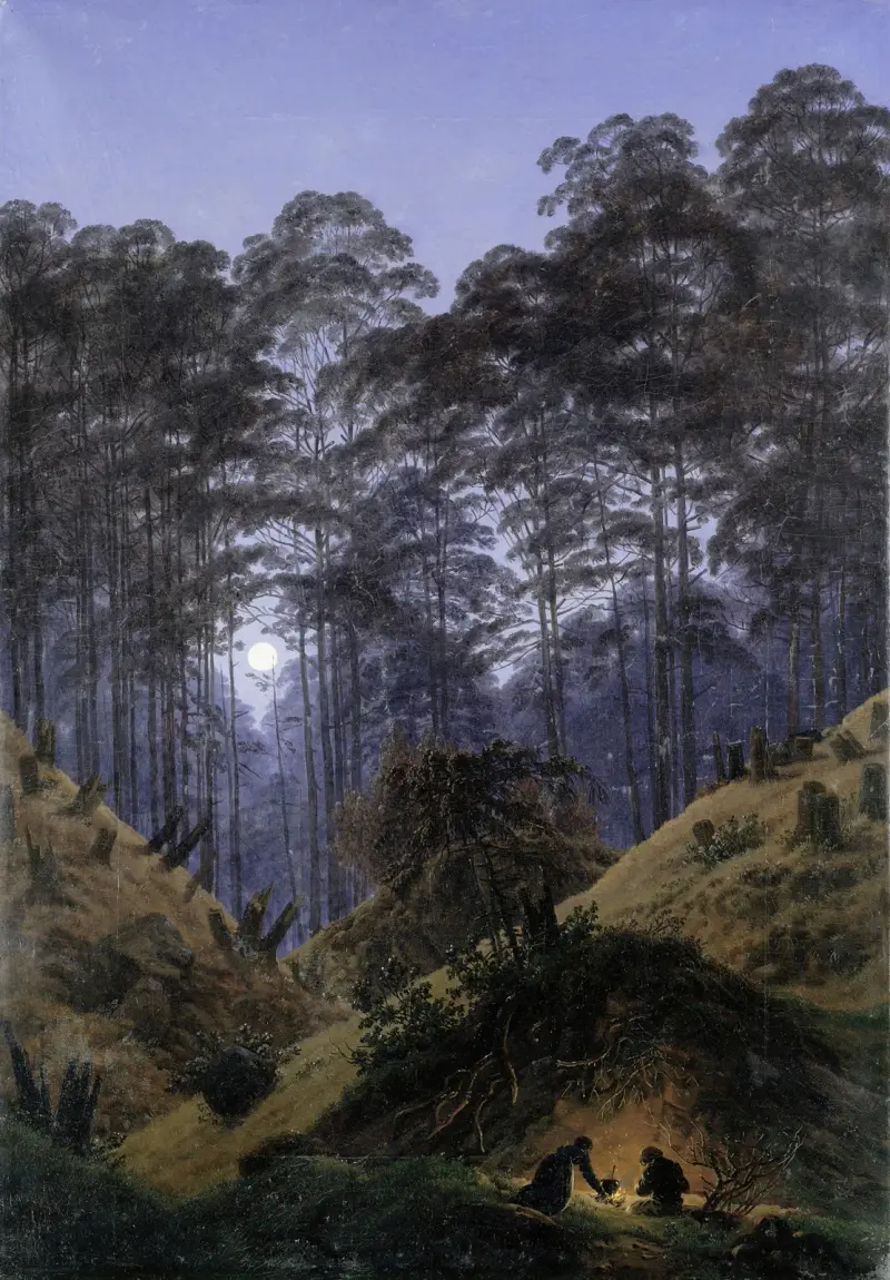 Inne i skogen i månsken av Caspar David Friedrich