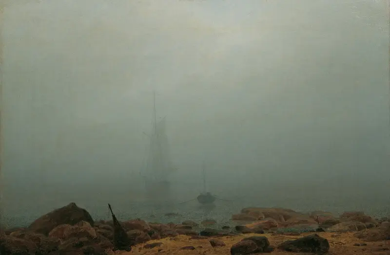 Havsstrand i dimma av Caspar David Friedrich