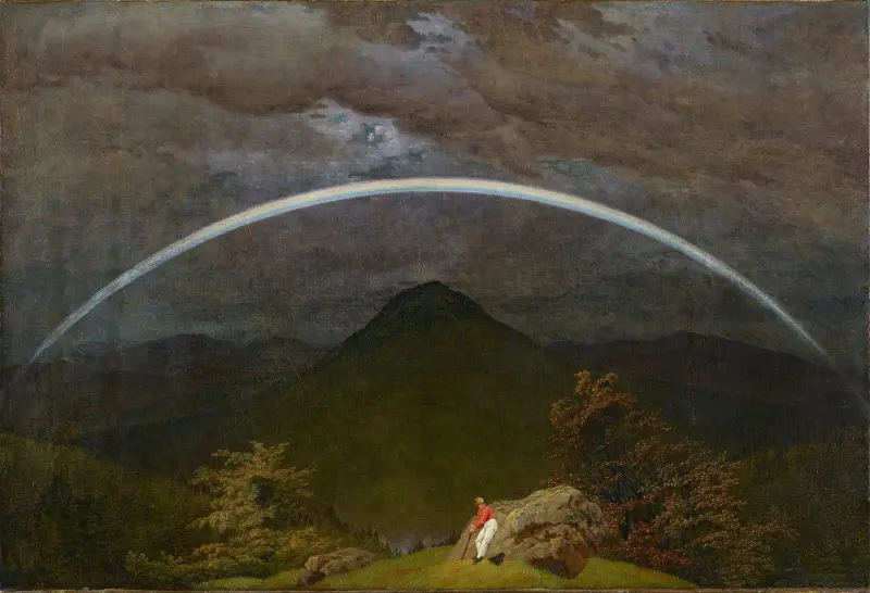 Berglandskap med regnbåge av Caspar David Friedrich