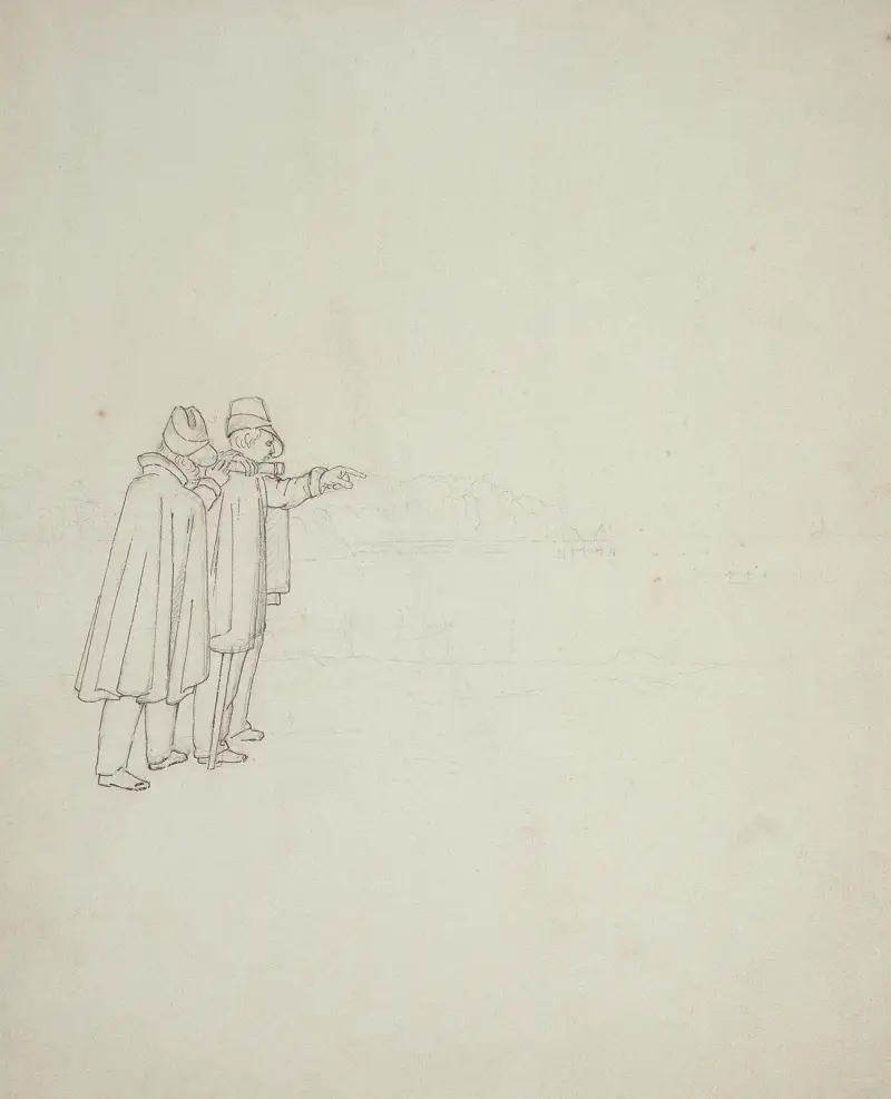 Två män som pekar mot havet av Caspar David Friedrich
