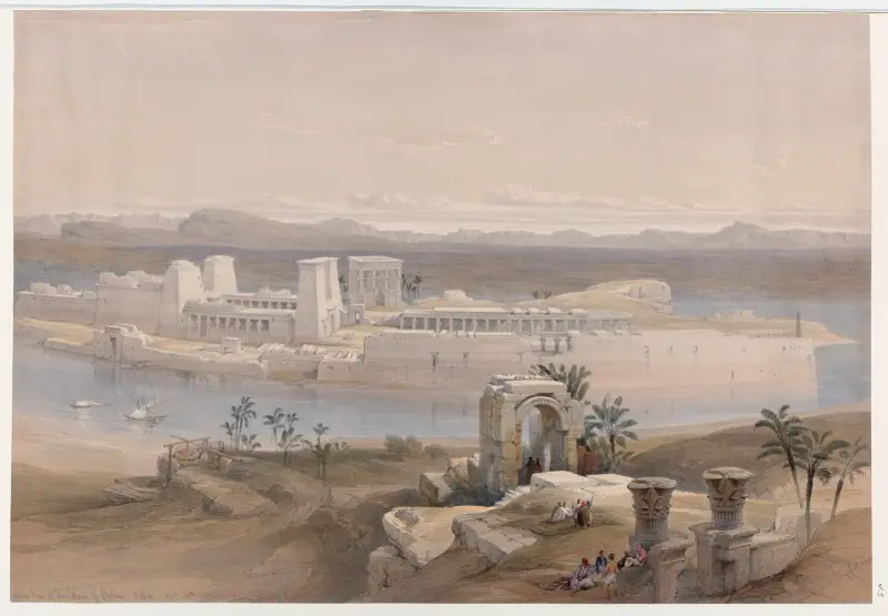 Allmän vy över ön Philae, Nubien, 18 november 1838 av David Roberts