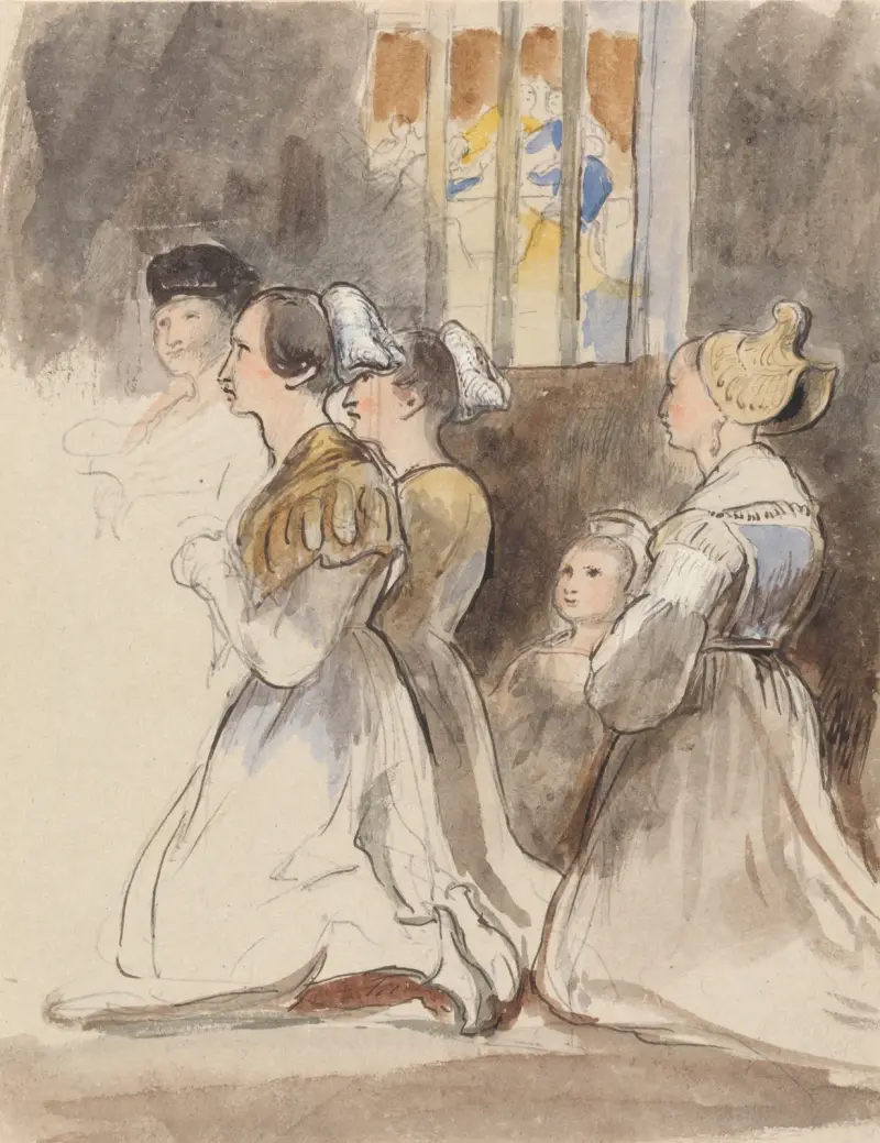 En grupp kvinnor vid mässan av Sir David Wilkie