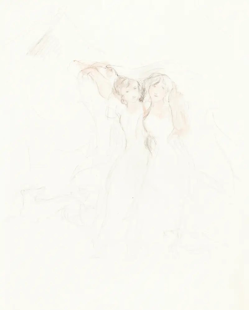 Zwei Mädchen unter einem Umhang von Sir David Wilkie
