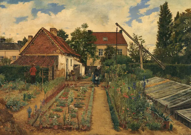 En blomsterhandlares trädgård av Henri de Braekeleer