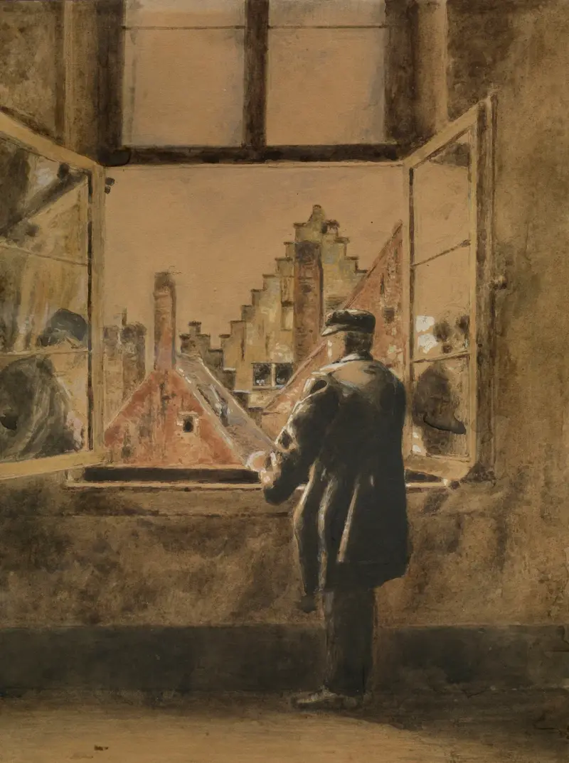 Man at the Window, 1876 av Henri de Braekeleer