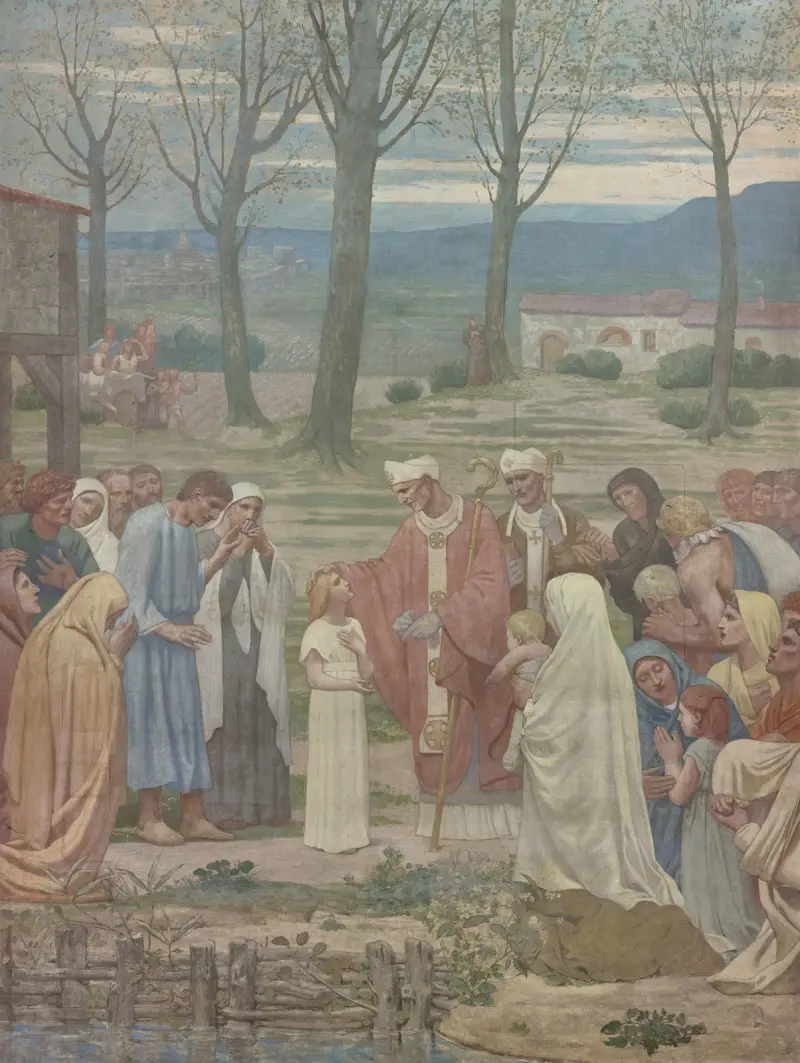 Mötet mellan sankta Geneviève och sankt Germain av Pierre Puvis de Chavannes