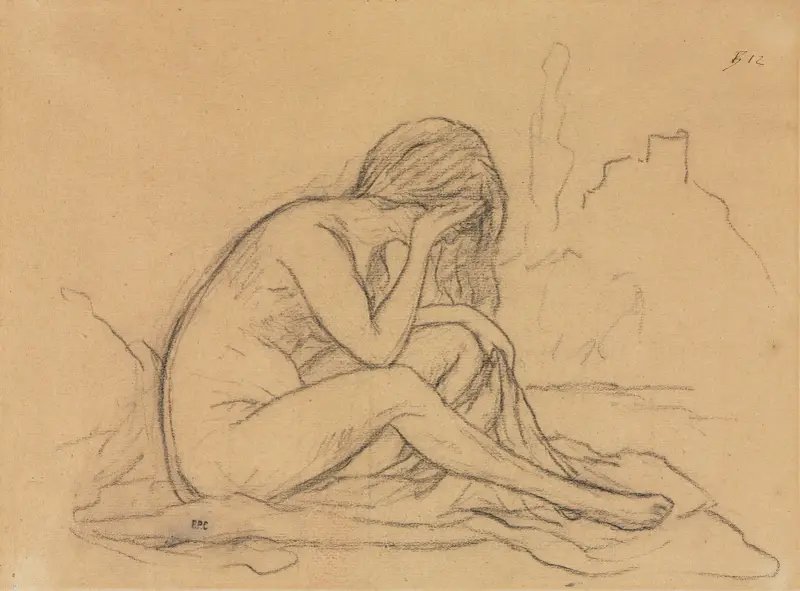 Studie eines weiblichen Aktes (möglicherweise für ein nicht realisiertes allegorisches Gemälde) (recto) von Pierre Puvis de Chavannes