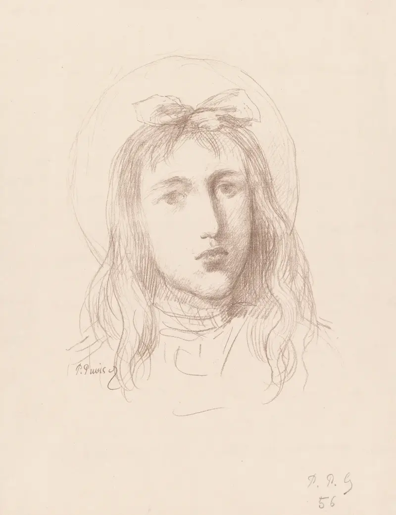 Ung flickas huvud av Pierre Puvis de Chavannes