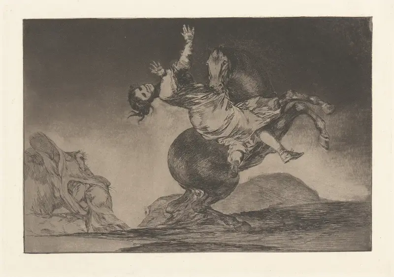 En kvinna och en häst, låt någon annan tämja dem [Hästbortföraren] av Francisco de Goya