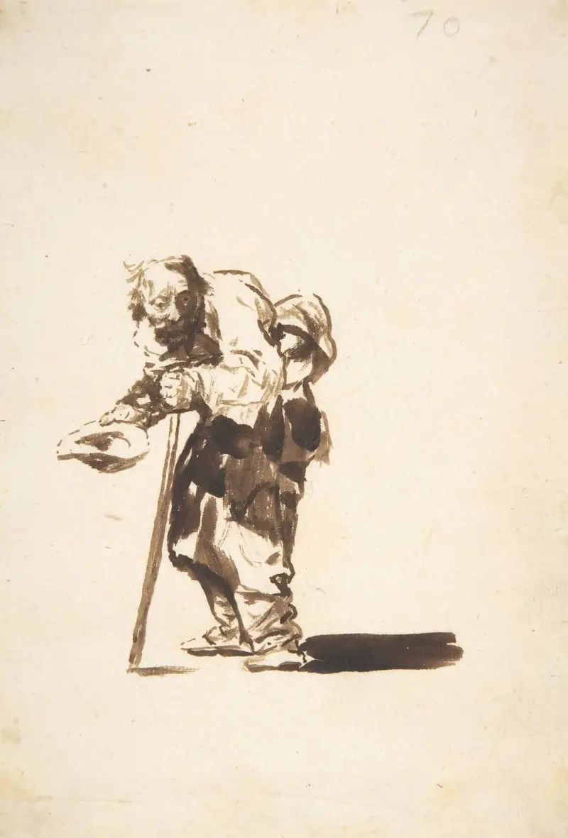 Beggar with a staff in his left hand av Francisco de Goya