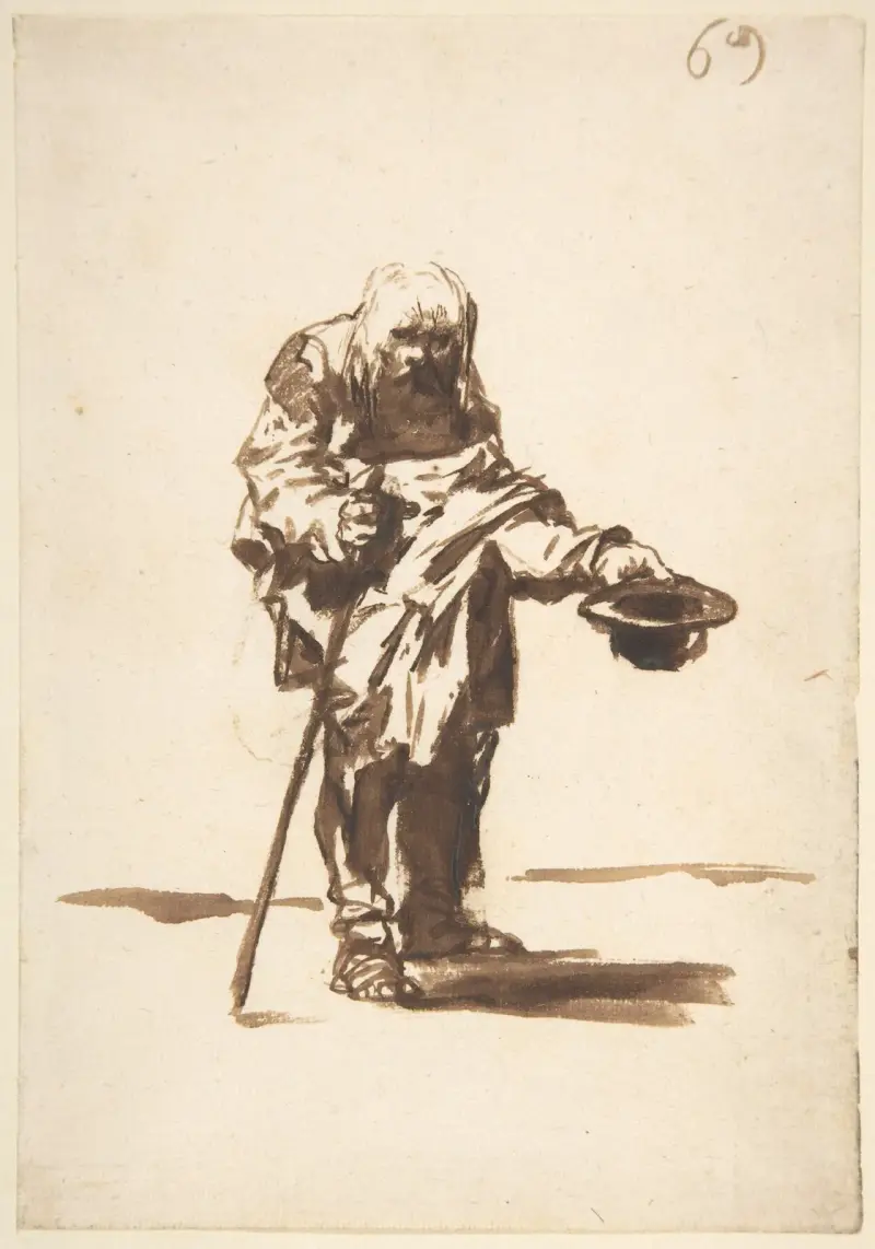 Tiggare med stav i höger hand av Francisco de Goya