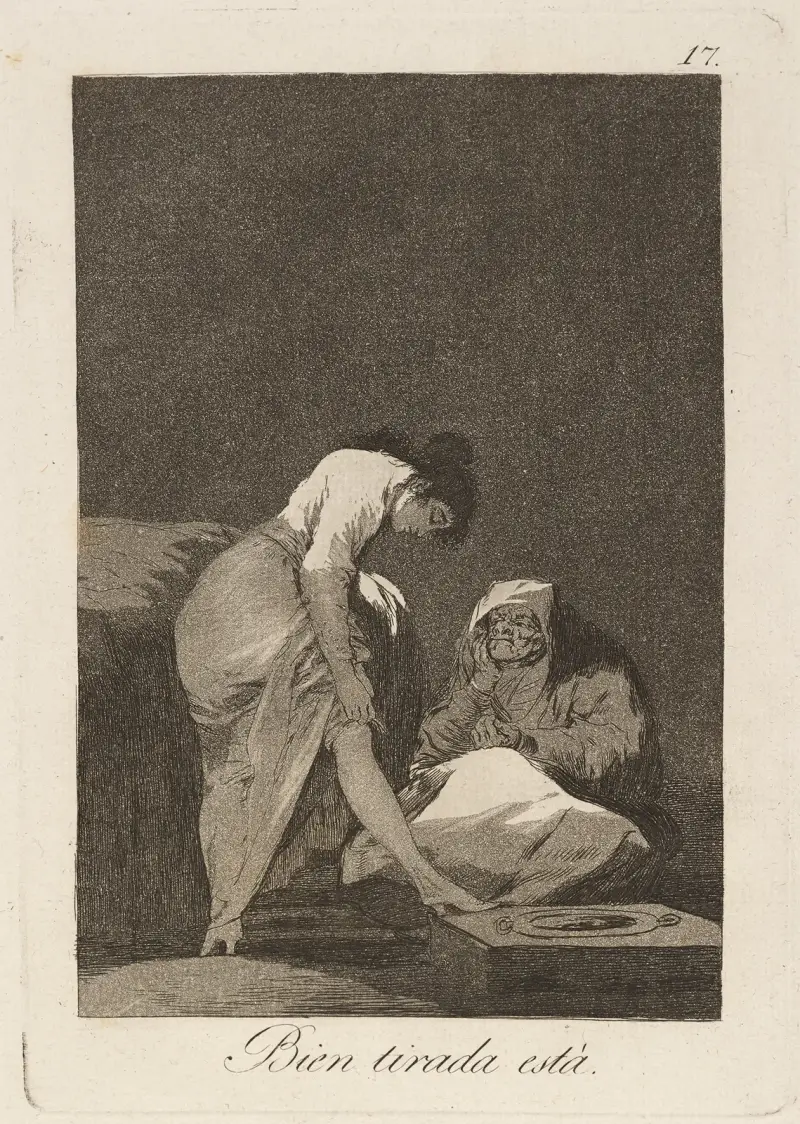Bien tirada está. (It is nicely stretched.) av Francisco de Goya