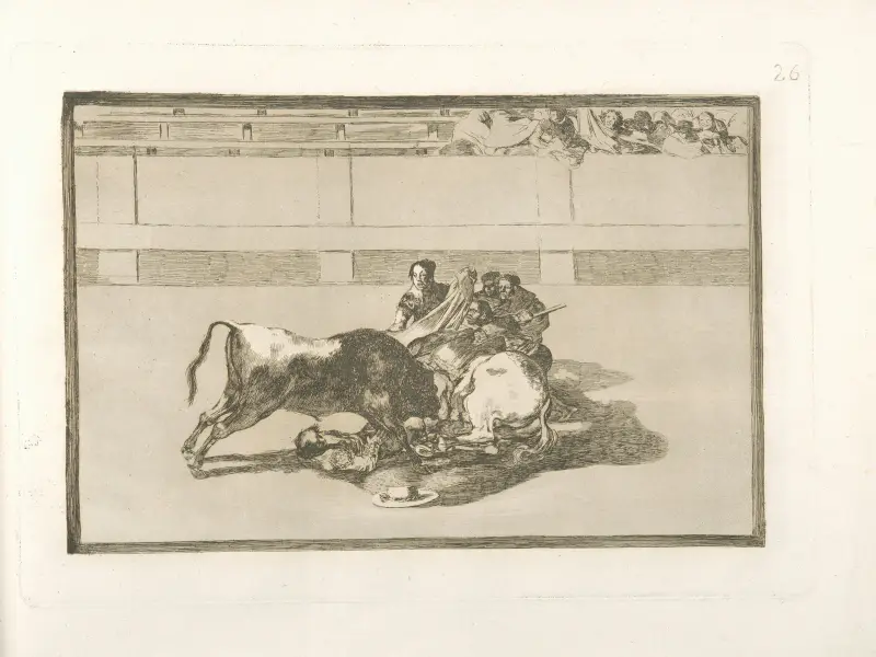 Sturz eines Picadors von seinem Pferd unter dem Stier von Francisco de Goya