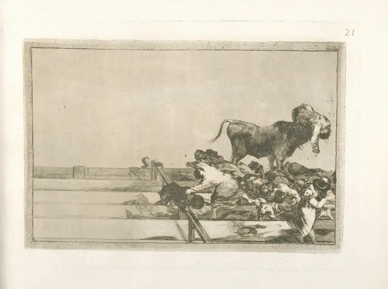 Olyckor på läktaren på Madrids arena och borgmästaren i Torrejóns död av Francisco de Goya