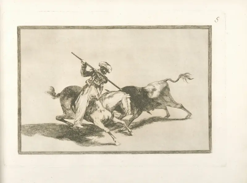 Den modige moren Gazul är den förste som stångade tjurar efter reglerna av Francisco de Goya