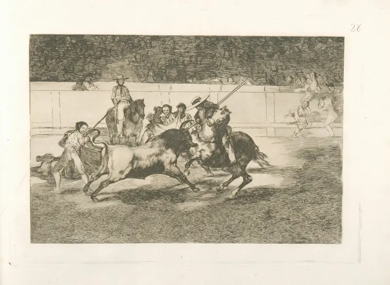 Dzielny Rendón pikujący byka, z powodu którego losu zginął na arenie w Madrycie, Francisco de Goya