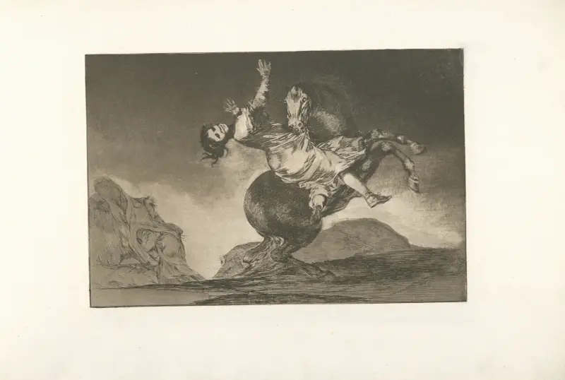 Ung kvinna bortförd av en stegrande häst av Francisco de Goya