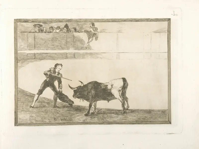 Pepe Romero dödar en stillastående tjur av Francisco de Goya