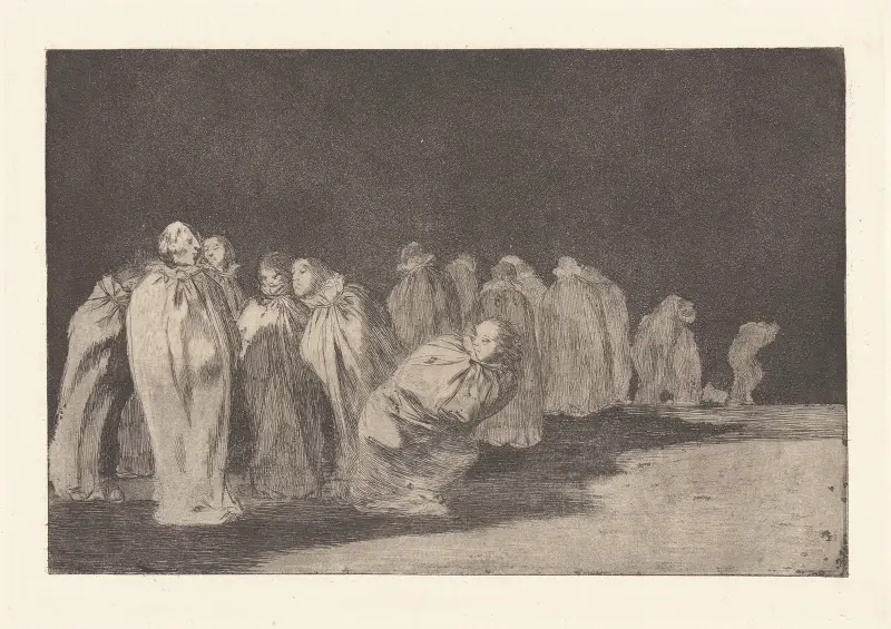 Det finns något under säcktyget, dvs. man kan inte döma en man efter kläderna [Männen i säckar] (So El Sayal, Hay Al [Los Enscacados]) av Francisco de Goya