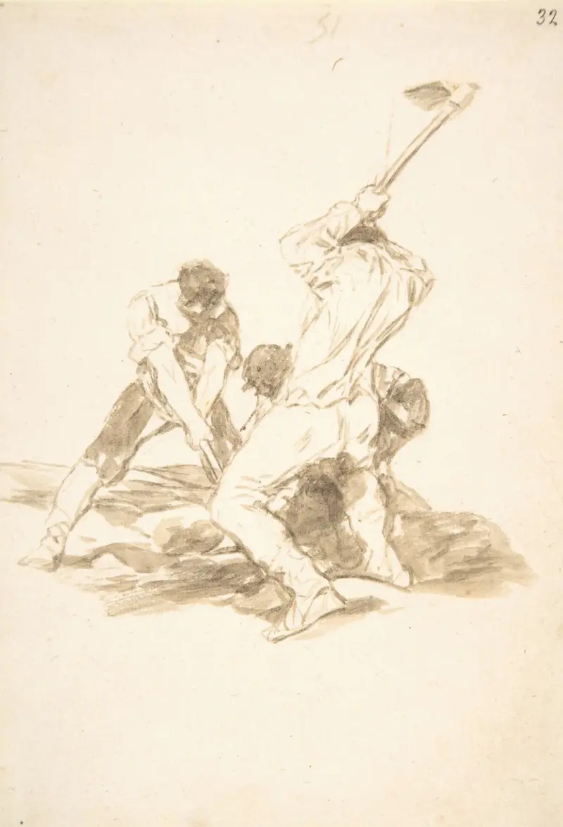 Three men digging av Francisco de Goya