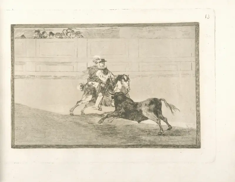 En spansk kavaljer på arenan som bryter rejoncillos utan hjälp av chulos av Francisco de Goya