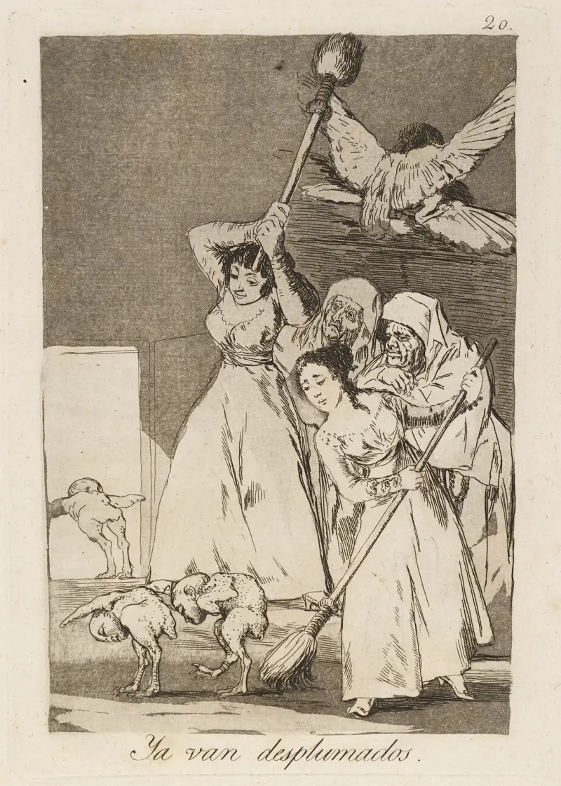 Ya van desplumados. (There they go plucked.) av Francisco de Goya