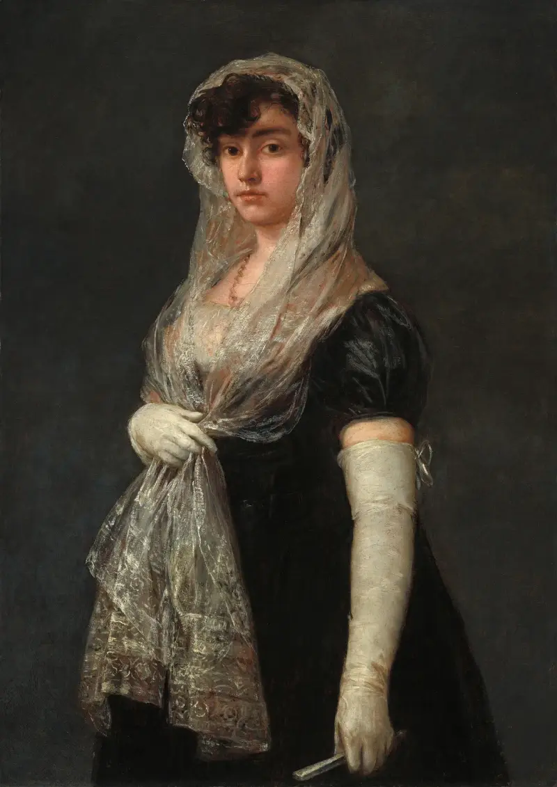Ung dam med mantilla och basquiña av Francisco de Goya