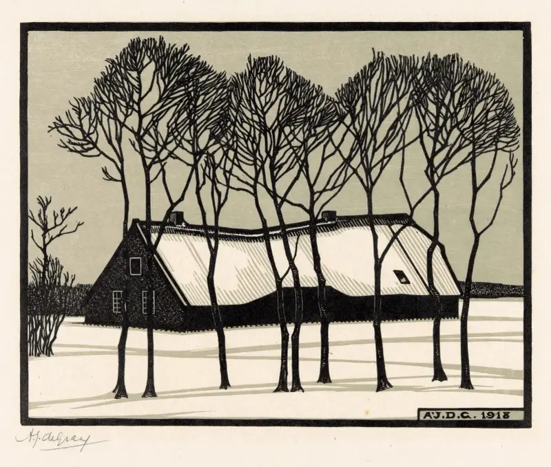 Bauernhof im Schnee, 1918 – Nr. 1 von Julie de Graag