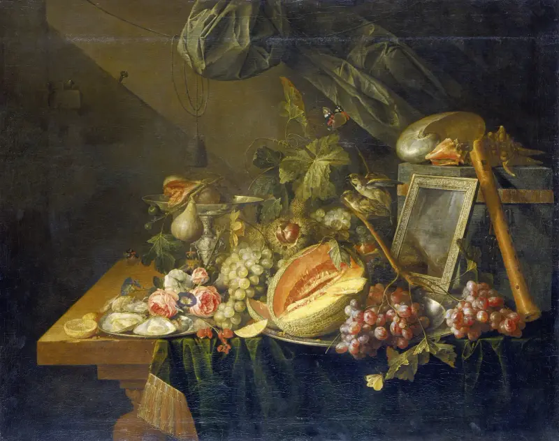 Still Life With Copulating Sparrows av Cornelis de Heem