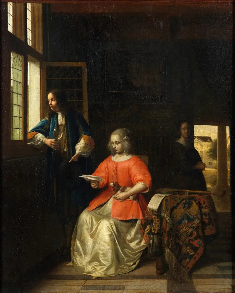 Interieur mit einer jungen Dame, die einen Brief liest von Pieter De Hooch