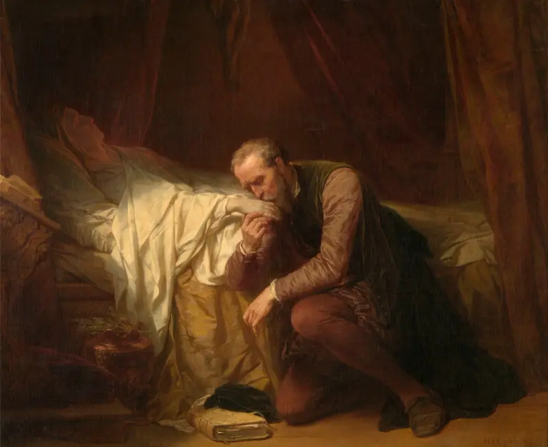 Konstnären Michelangelo vid Vittoria Colonnas dödsbädd av Nicaise De Keyser