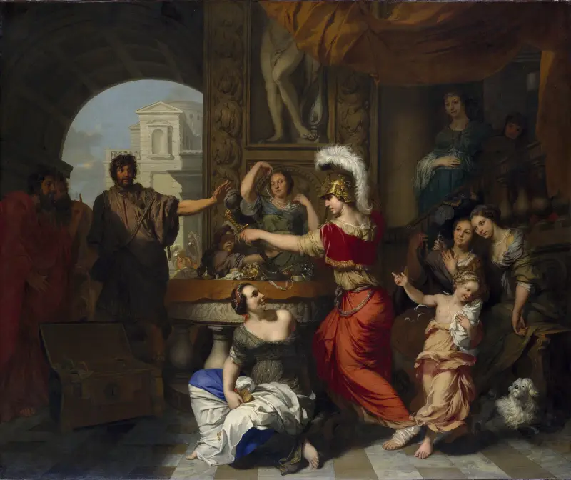Akilles igenkänd av Odysseus vid kung Lykomedes hov av Gerard de Lairesse
