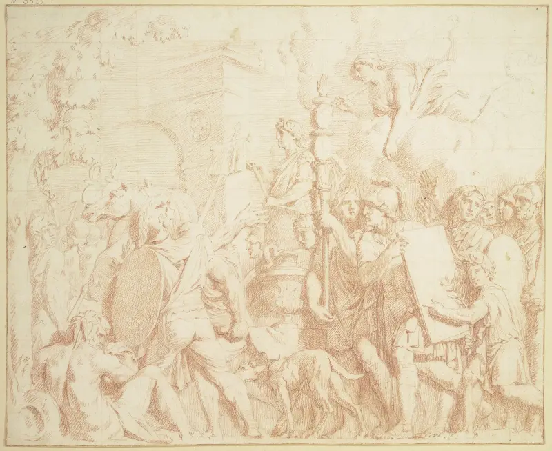 En imperator tågar triumferande in i Rom av Gerard de Lairesse