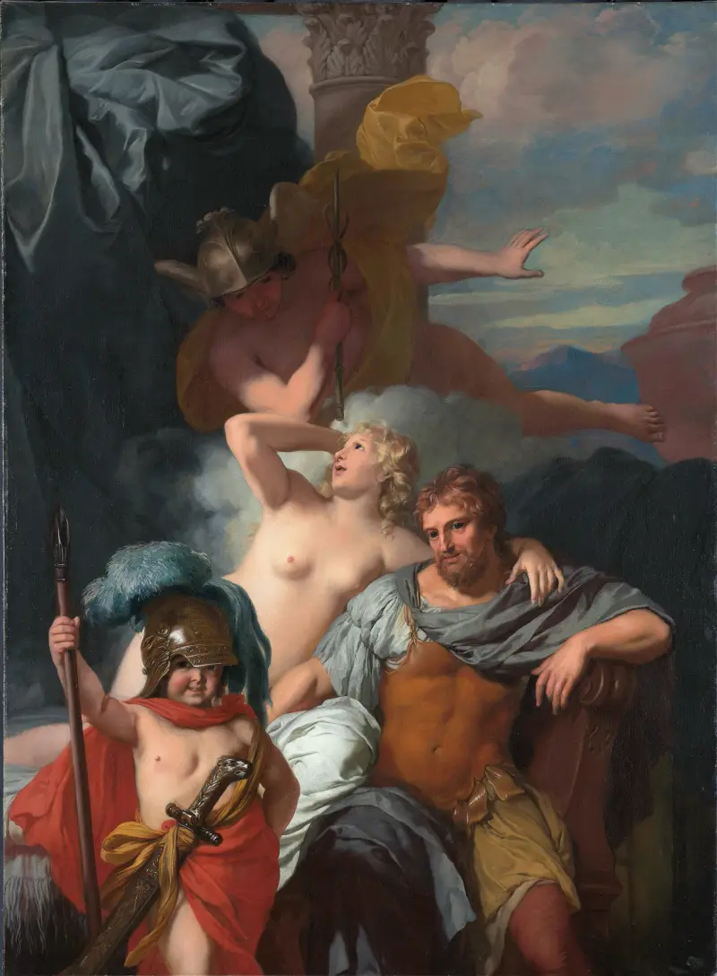 Mercurius beordrar Kalypso att frige Odysseus av Gerard de Lairesse