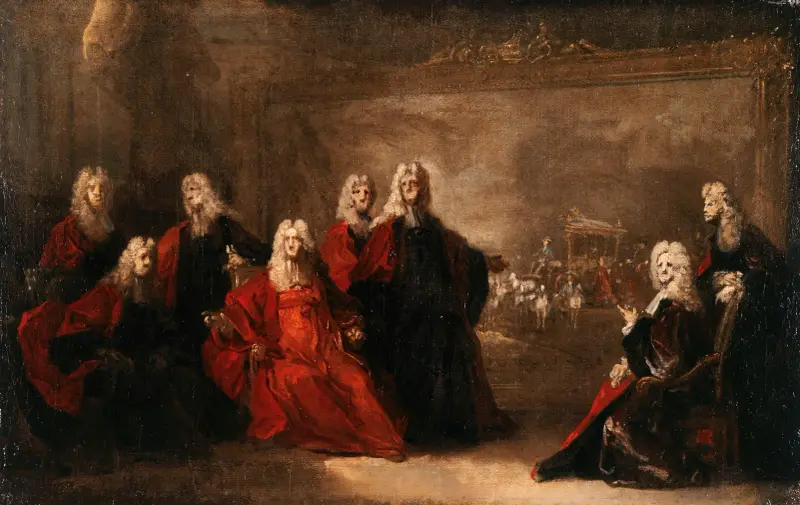 Allegori över förlovningen mellan Ludvig XV och infantinnan Marie-Anne-Victoire av Spanien, 1722 – nr 1 av Nicolas de Largillière