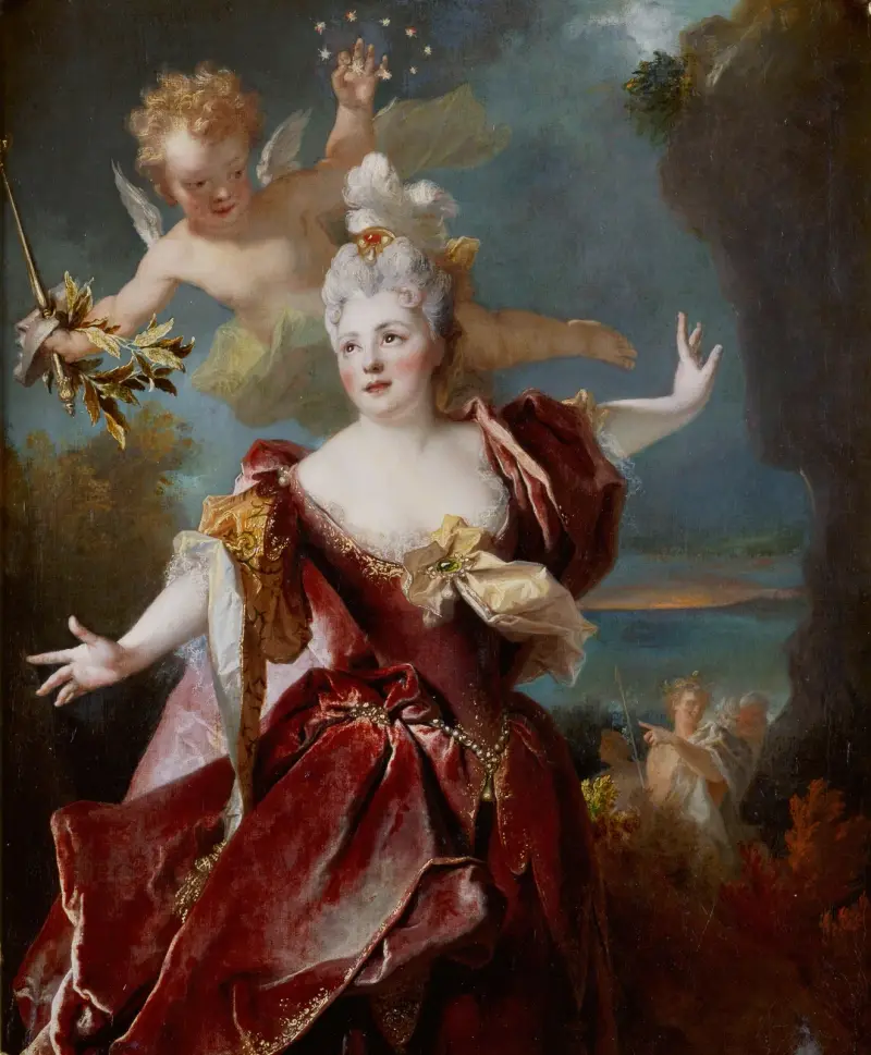 Porträtt av skådespelerskan Marie-Anne de Châteauneuf, kallad Mlle Duclos (1664–1747), i rollen som Ariadne av Nicolas de Largillière