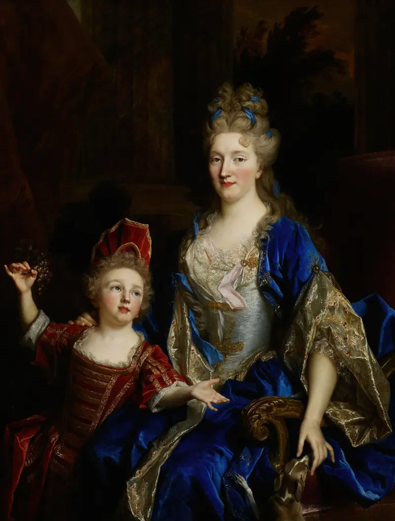 Porträtt av Catherine Coustard, markisinna av Castelnau, hustru till Charles-Léonor Aubry med sin son Léonor av Nicolas de Largillière