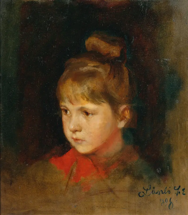 Ein blondes Mädchen mit roter Schleife von Philip Alexius de László