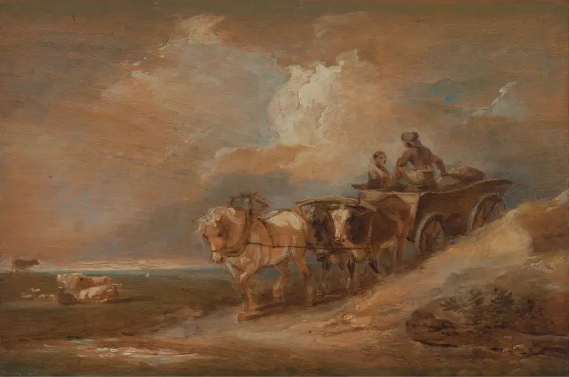 Landskap med häst och oxkärra av Philip James de Loutherbourg