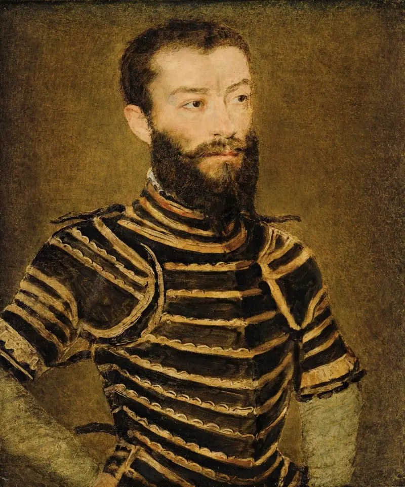 Porträtt av en man i rustning av Corneille de Lyon