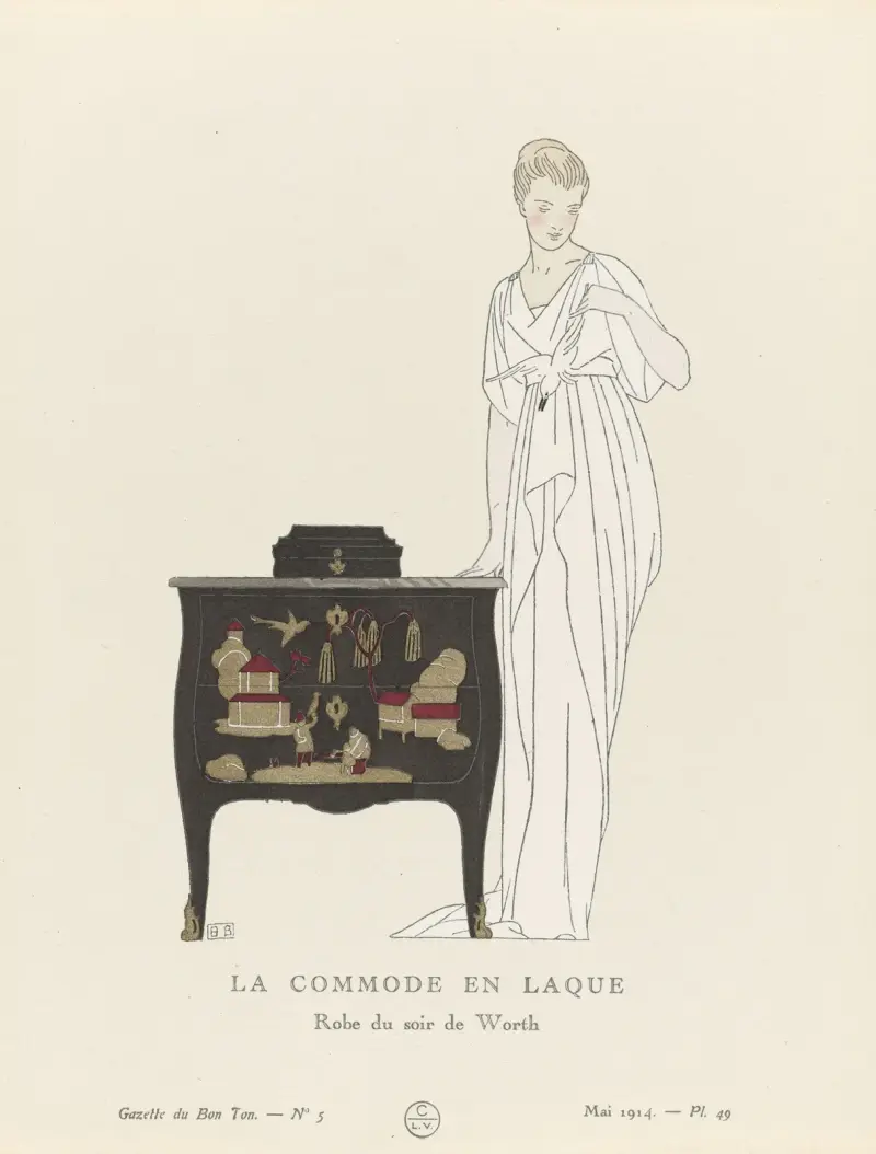 Der Lackschrank. Abendkleid von Worth, 1914 – Nr. 1 von Bernard Boutet de Monvel