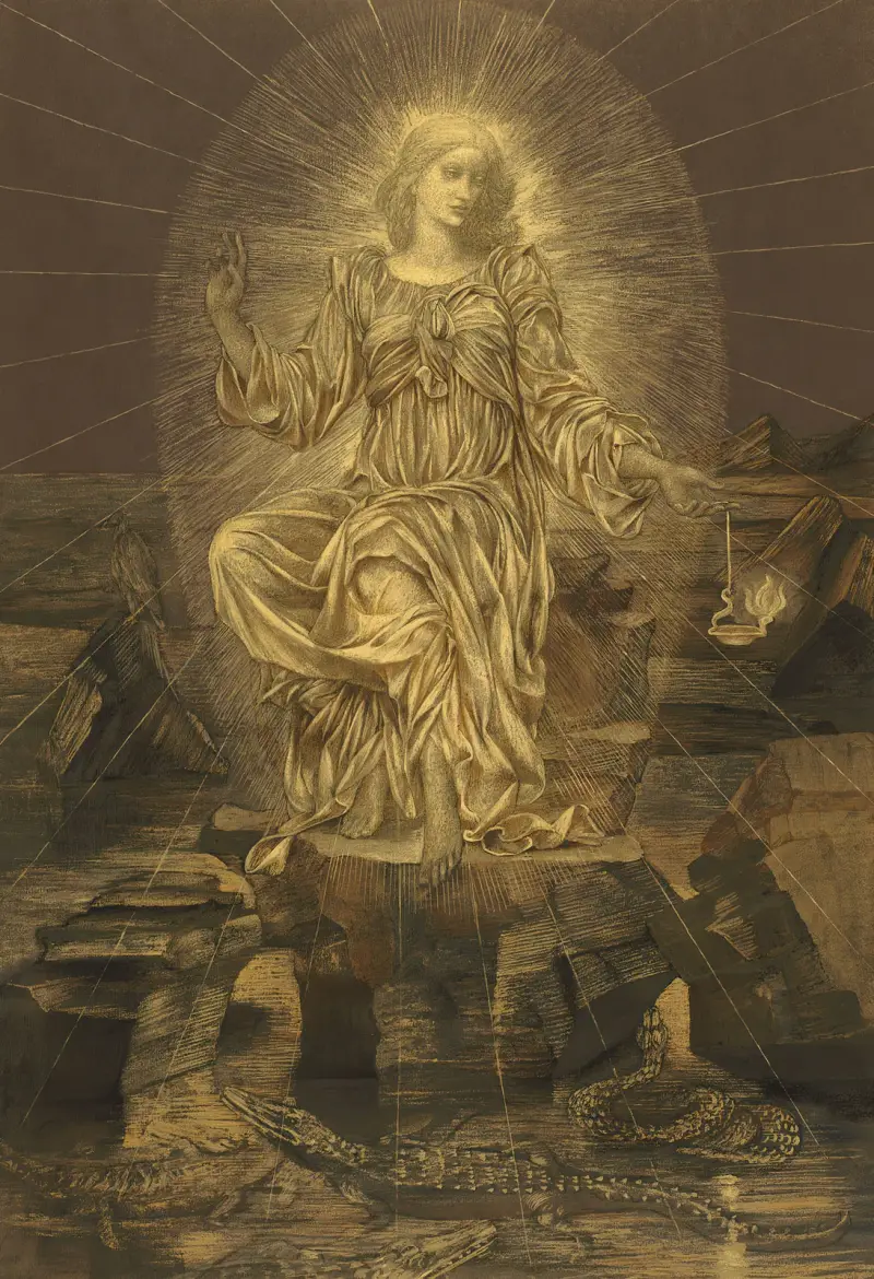The light shineth in the darkness and the darkness comprehended it not av Evelyn De Morgan