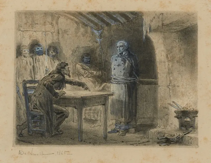 Jean Valjean hos Thénardier – bakhållet av Alphonse Marie de Neuville