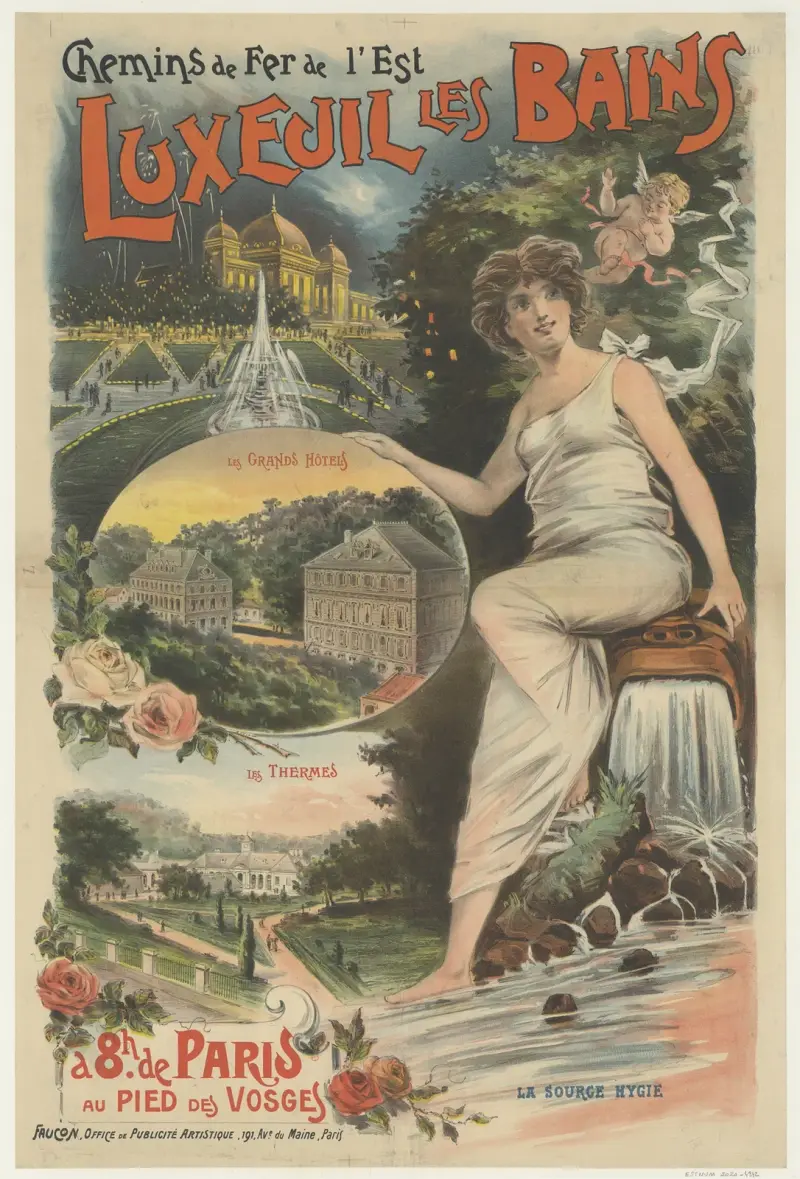 Chemins de fer de l’Est. Luxeuil les Bains, 8 timmar från Paris vid Vogesernas fot av Pal (Jean de Paleologue)
