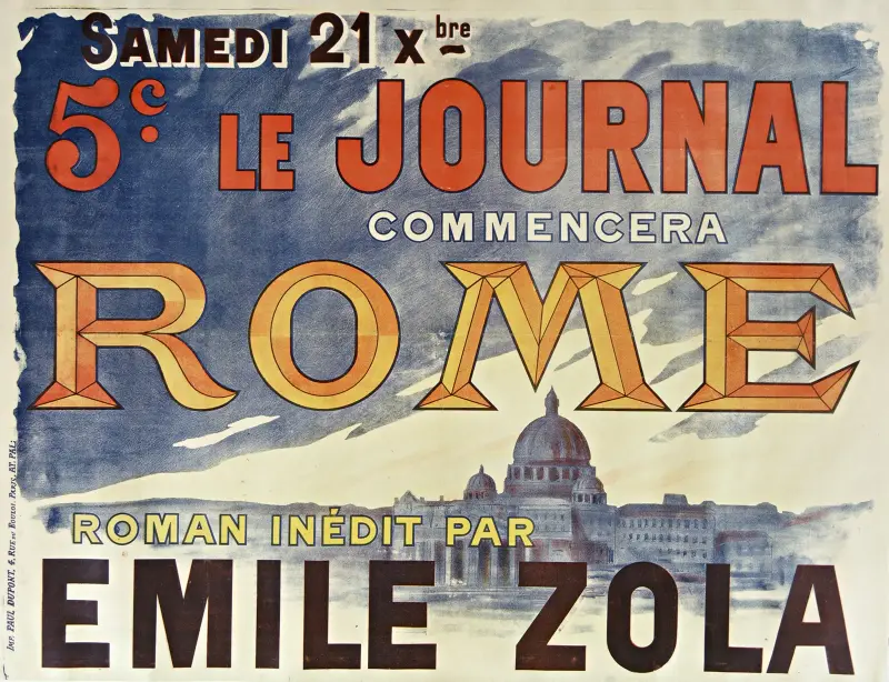 Lördagen 21 december börjar Le Journal publicera Rom, opublicerad roman av Emile Zola av Pal (Jean de Paleologue)