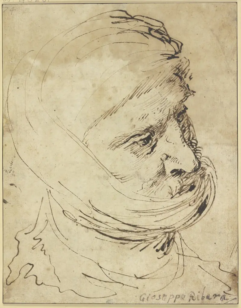 Kopf eines Mannes mit Stoffkopfbedeckung von Jusepe de Ribera