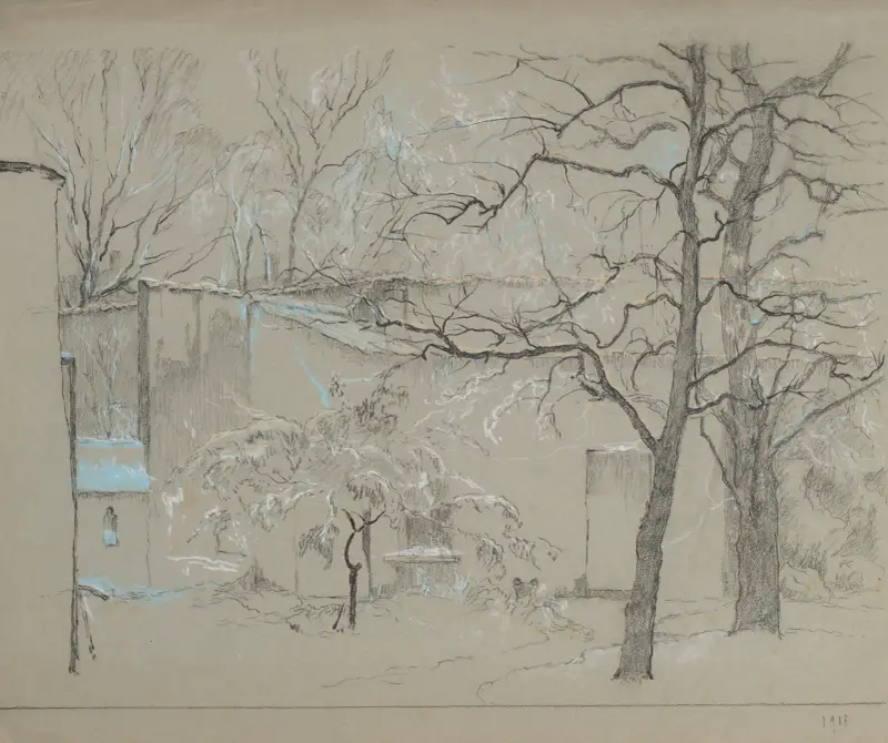The Garden in Winter, 1918 av Rodolphe De Saegher