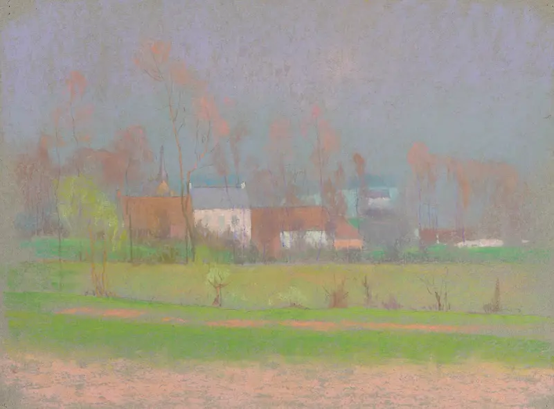 Vy över en by av Rodolphe De Saegher