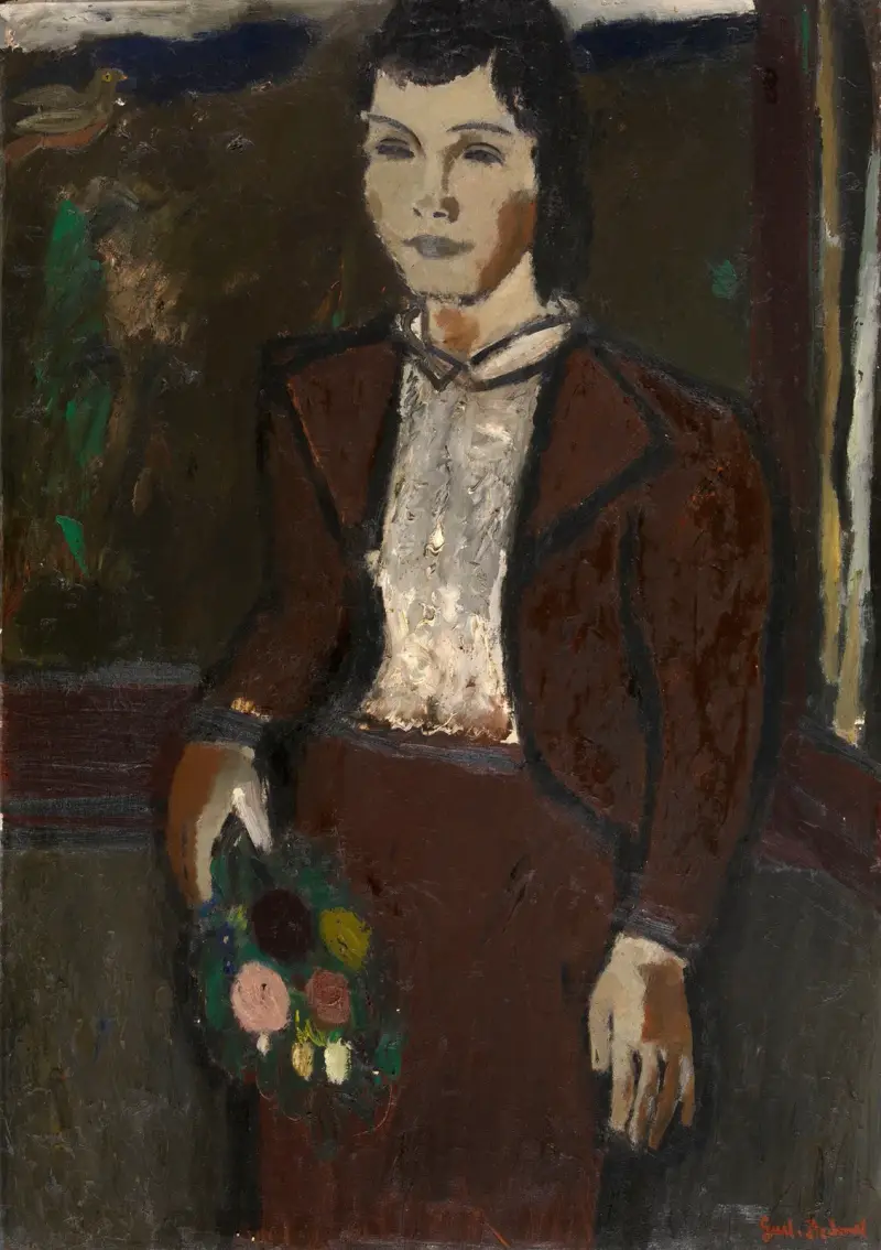 Flicka med bukett av Gustave De Smet